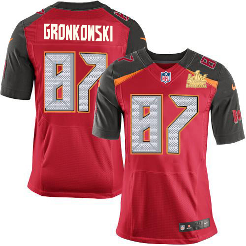 Nike Tampa Bay Buccaneers #87 Rob Gronkowski Red Team Color Men’s Super Bowl LV Champions Patch Stitched NFL Vapor Untouchable Elite Jersey