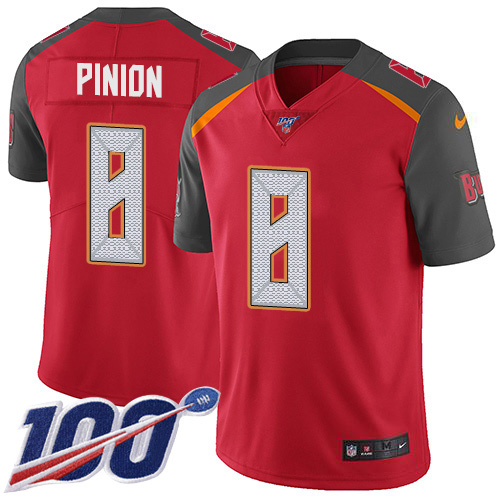 Nike Tampa Bay Buccaneers #8 Bradley Pinion Red Team Color Men’s Stitched NFL 100th Season Vapor Untouchable Limited Jersey