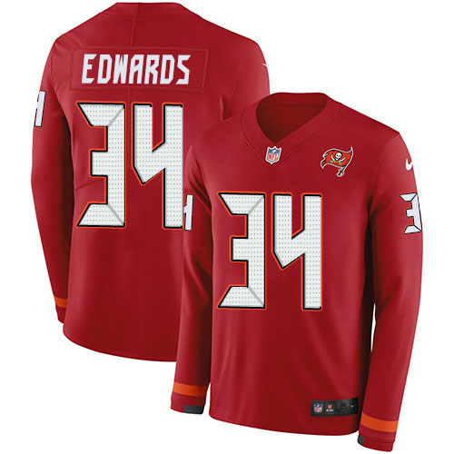Nike Tampa Bay Buccaneers #34 Mike Edwards Red Team Color Men’s Stitched NFL Limited Therma Long Sleeve Jersey