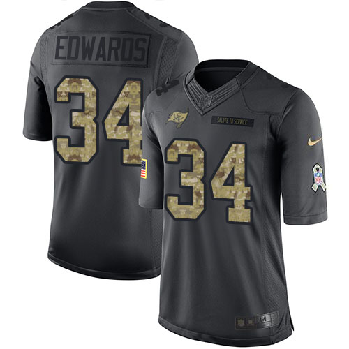 Nike Tampa Bay Buccaneers #34 Mike Edwards Black Men’s Stitched NFL Limited 2016 Salute to Service Jersey
