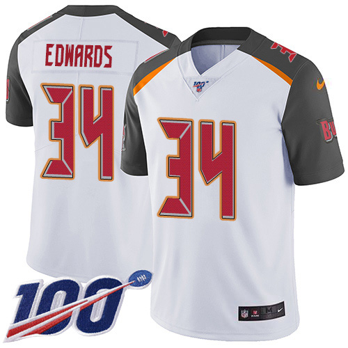 Nike Tampa Bay Buccaneers #34 Mike Edwards White Men’s Stitched NFL 100th Season Vapor Untouchable Limited Jersey