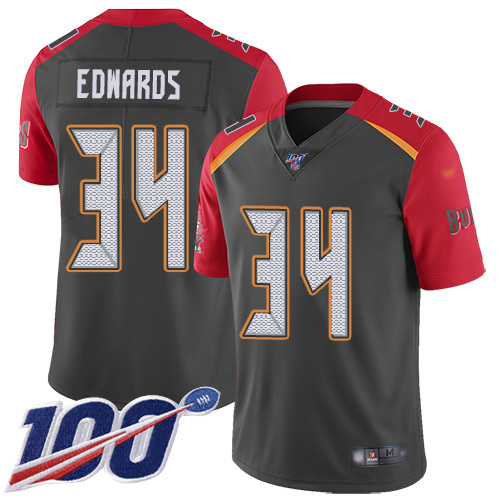 Nike Tampa Bay Buccaneers #34 Mike Edwards Gray Men’s Stitched NFL Limited Inverted Legend 100th Season Jersey