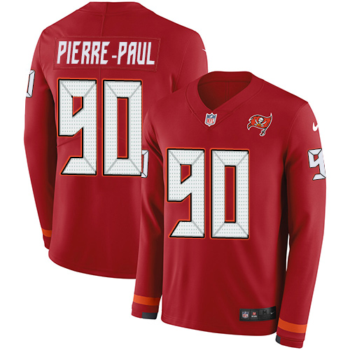 Nike Tampa Bay Buccaneers #90 Jason Pierre-Paul Red Team Color Men’s Stitched NFL Limited Therma Long Sleeve Jersey