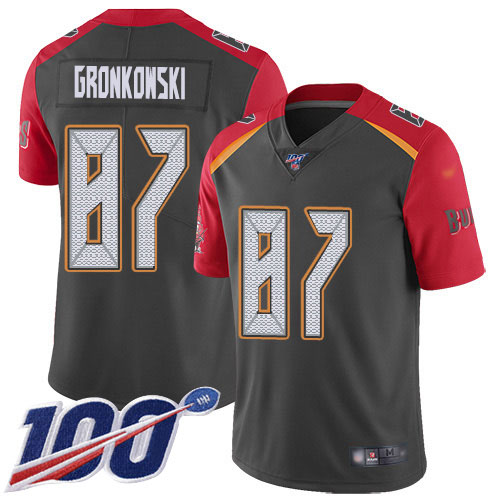 Nike Tampa Bay Buccaneers #87 Rob Gronkowski Gray Men’s Stitched NFL Limited Inverted Legend 100th Season Jersey