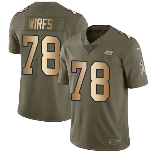 Nike Tampa Bay Buccaneers #78 Tristan Wirfs Olive/Gold Men’s Stitched NFL Limited 2017 Salute To Service Jersey