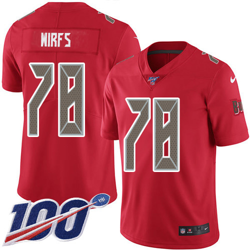 Nike Tampa Bay Buccaneers #78 Tristan Wirfs Red Men’s Stitched NFL Limited Rush 100th Season Jersey
