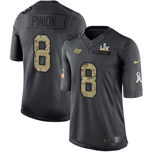 Nike Tampa Bay Buccaneers No8 Bradley Pinion Black Youth Stitched NFL Limited 2016 Salute to Service Jersey
