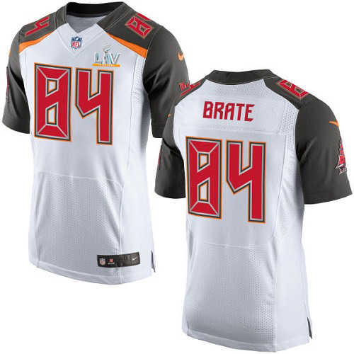Nike Tampa Bay Buccaneers #84 Cameron Brate White Men’s Super Bowl LV Bound Stitched NFL New Elite Jersey