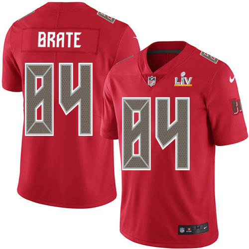 Nike Tampa Bay Buccaneers #84 Cameron Brate Red Men’s Super Bowl LV Bound Stitched NFL Limited Rush Jersey