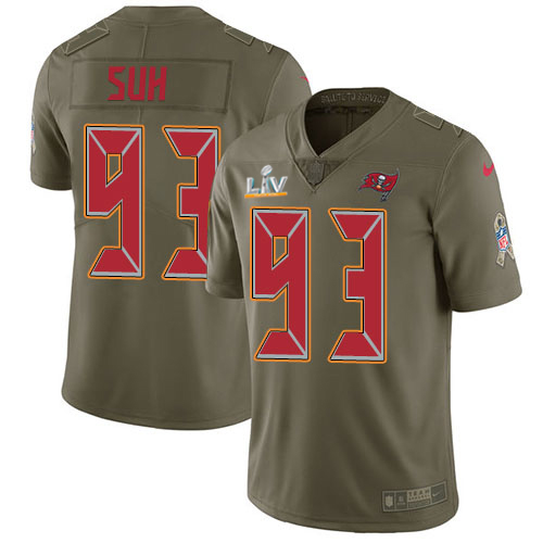 Nike Tampa Bay Buccaneers #93 Ndamukong Suh Olive Men’s Super Bowl LV Bound Stitched NFL Limited 2017 Salute To Service Jersey