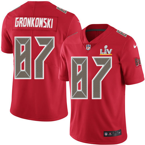 Nike Tampa Bay Buccaneers #87 Rob Gronkowski Red Men’s Super Bowl LV Bound Stitched NFL Limited Rush Jersey
