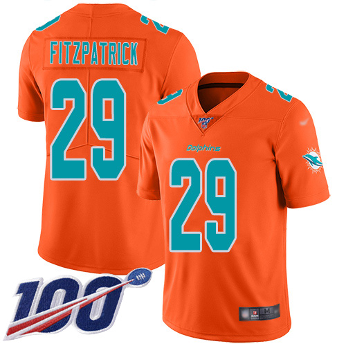 Nike Miami Dolphins #29 Minkah Fitzpatrick Orange Men’s Stitched NFL Limited Inverted Legend 100th Season Jersey
