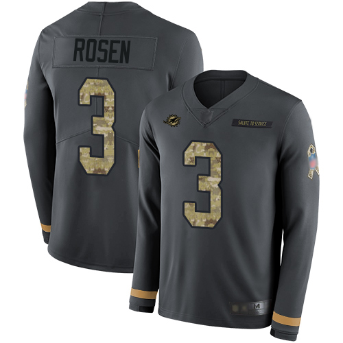 Nike Miami Dolphins #3 Josh Rosen Anthracite Salute to Service Men’s Stitched NFL Limited Therma Long Sleeve Jersey