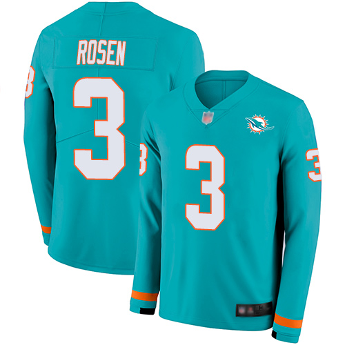 Nike Miami Dolphins #3 Josh Rosen Aqua Green Team Color Men’s Stitched NFL Limited Therma Long Sleeve Jersey