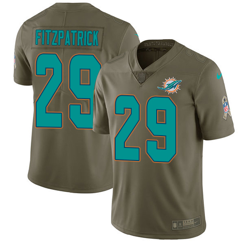 Nike Miami Dolphins #29 Minkah Fitzpatrick Olive Men’s Stitched NFL Limited 2017 Salute To Service Jersey