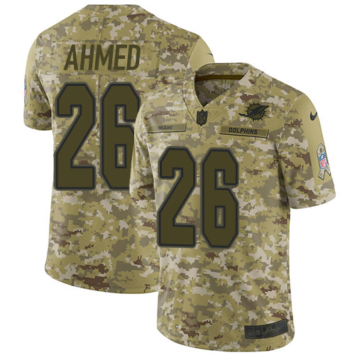 Nike Miami Dolphins #26 Salvon Ahmed Camo Men’s Stitched NFL Limited 2018 Salute To Service Jersey