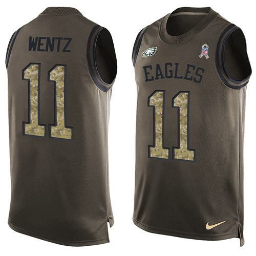 Nike Philadelphia Eagles #11 Carson Wentz Green Men’s Stitched NFL Limited Salute To Service Tank Top Jersey