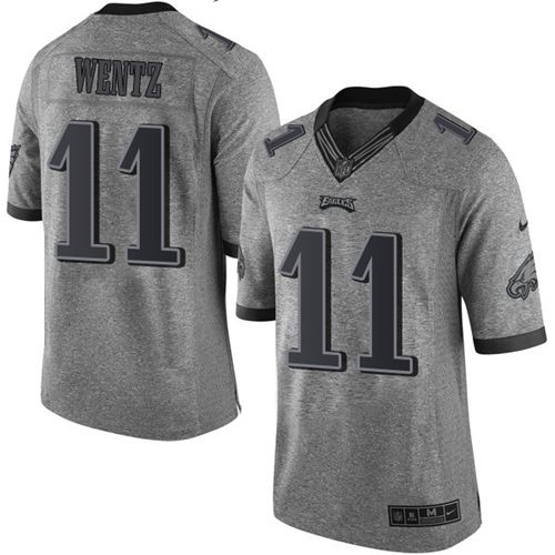Nike Philadelphia Eagles #11 Carson Wentz Gray Men’s Stitched NFL Limited Gridiron Gray Jersey