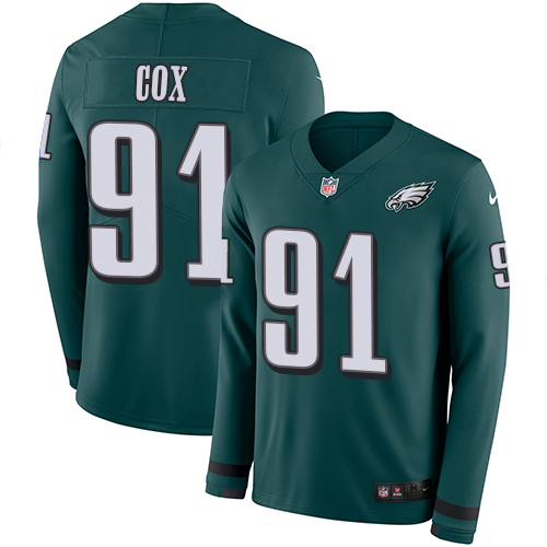 Nike Philadelphia Eagles #91 Fletcher Cox Midnight Green Team Color Men’s Stitched NFL Limited Therma Long Sleeve Jersey