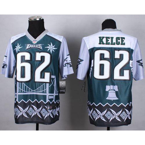 Nike Philadelphia Eagles #62 Jason Kelce Midnight Green Men’s Stitched NFL Elite Noble Fashion Jersey