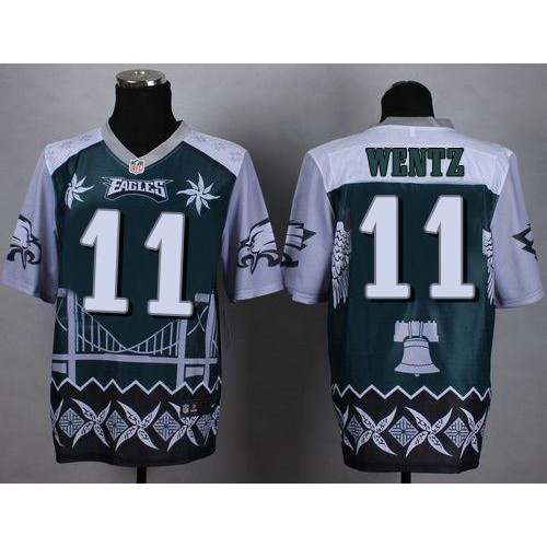 Nike Philadelphia Eagles #11 Carson Wentz Midnight Green Men’s Stitched NFL Elite Noble Fashion Jersey