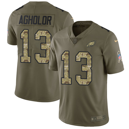 Nike Philadelphia Eagles #13 Nelson Agholor Olive/Camo Men’s Stitched NFL Limited 2017 Salute To Service Jersey