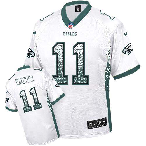Nike Philadelphia Eagles #11 Carson Wentz White Men’s Stitched NFL Elite Drift Fashion Jersey