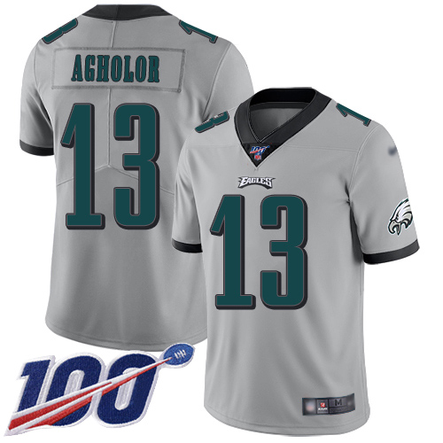 Nike Philadelphia Eagles #13 Nelson Agholor Silver Men’s Stitched NFL Limited Inverted Legend 100th Season Jersey
