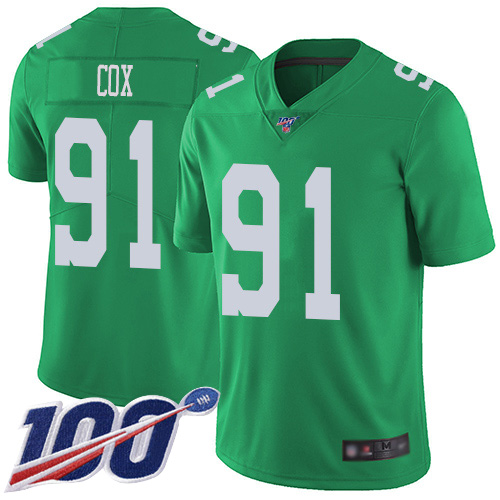 Nike Philadelphia Eagles #91 Fletcher Cox Green Men’s Stitched NFL Limited Rush 100th Season Jersey