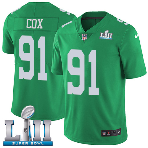 Nike Philadelphia Eagles #91 Fletcher Cox Green Super Bowl LII Men’s Stitched NFL Limited Rush Jersey