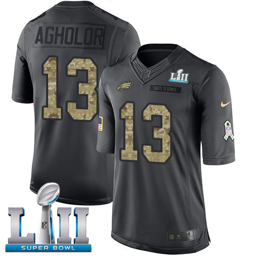 Nike Philadelphia Eagles #13 Nelson Agholor Black Super Bowl LII Men’s Stitched NFL Limited 2016 Salute To Service Jersey