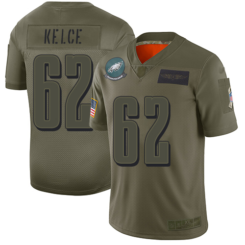 Nike Philadelphia Eagles #62 Jason Kelce Camo Men’s Stitched NFL Limited 2019 Salute To Service Jersey