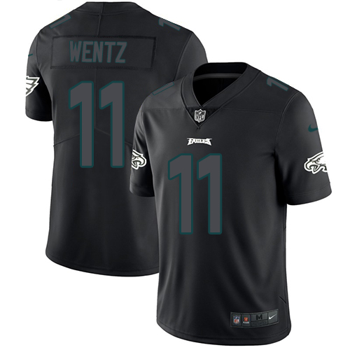 Nike Philadelphia Eagles #11 Carson Wentz Black Men’s Stitched NFL Limited Rush Impact Jersey