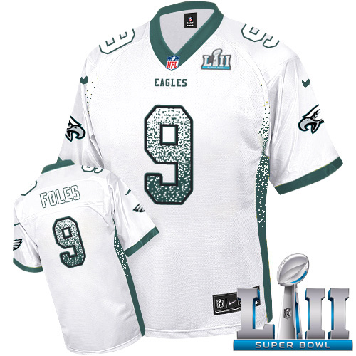 Nike Philadelphia Eagles #9 Nick Foles White Super Bowl LII Men’s Stitched NFL Elite Drift Fashion Jersey