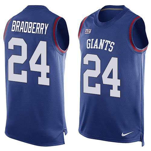 Nike New York Giants #24 James Bradberry Royal Blue Team Color Men’s Stitched NFL Limited Tank Top Jersey