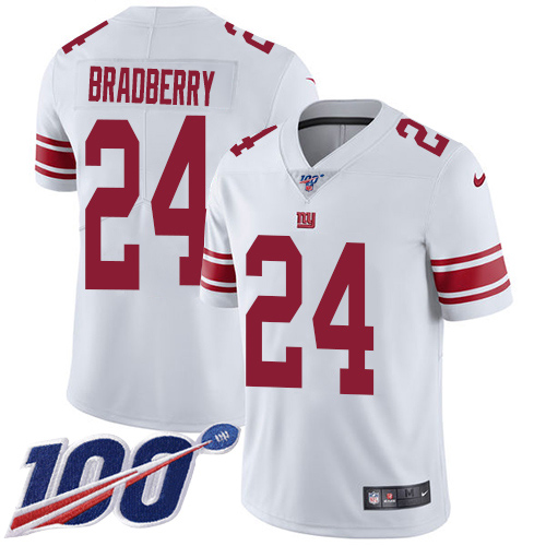 Nike New York Giants #24 James Bradberry White Men’s Stitched NFL 100th Season Vapor Untouchable Limited Jersey