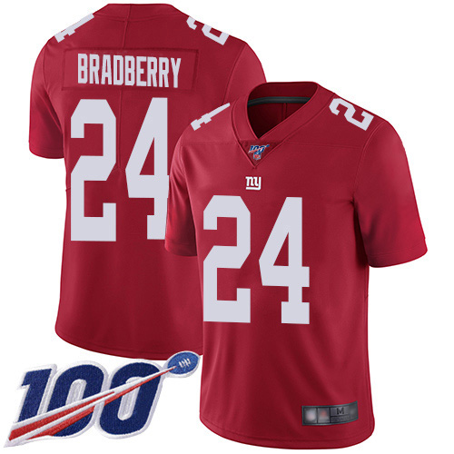 Nike New York Giants #24 James Bradberry Red Men’s Stitched NFL Limited Inverted Legend 100th Season Jersey