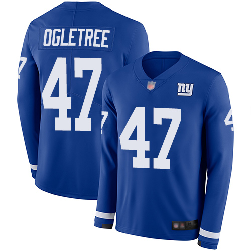 Nike New York Giants #47 Alec Ogletree Royal Blue Team Color Men’s Stitched NFL Limited Therma Long Sleeve Jersey