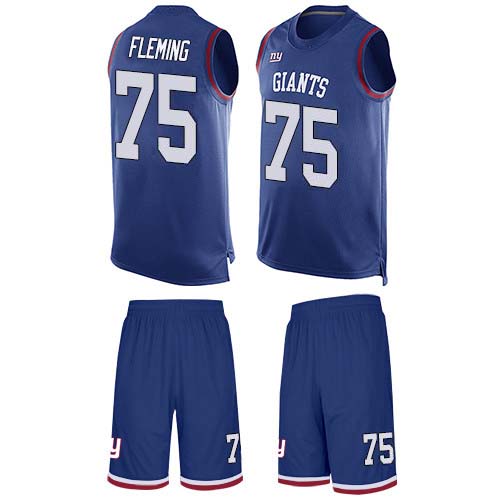 Nike New York Giants #75 Cameron Fleming Royal Blue Team Color Men’s Stitched NFL Limited Tank Top Suit Jersey