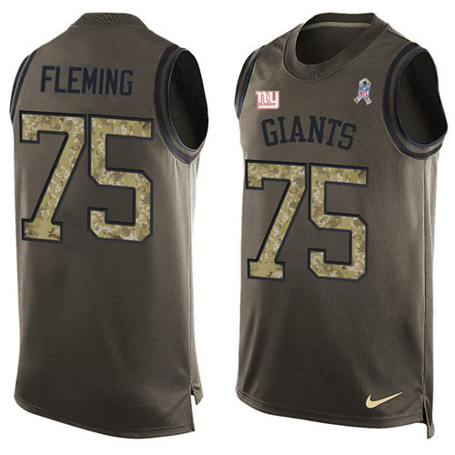 Nike New York Giants #75 Cameron Fleming Green Men’s Stitched NFL Limited Salute To Service Tank Top Jersey