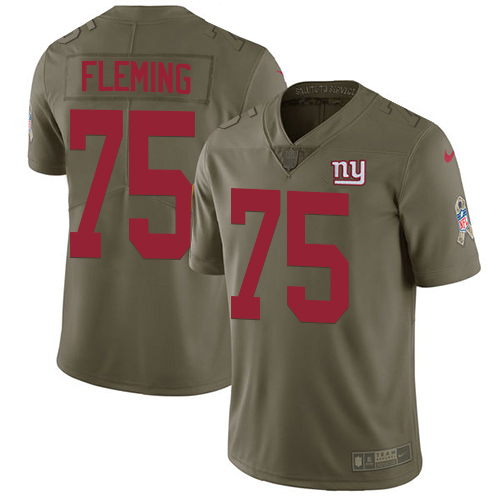 Nike New York Giants #75 Cameron Fleming Olive Men’s Stitched NFL Limited 2017 Salute To Service Jersey