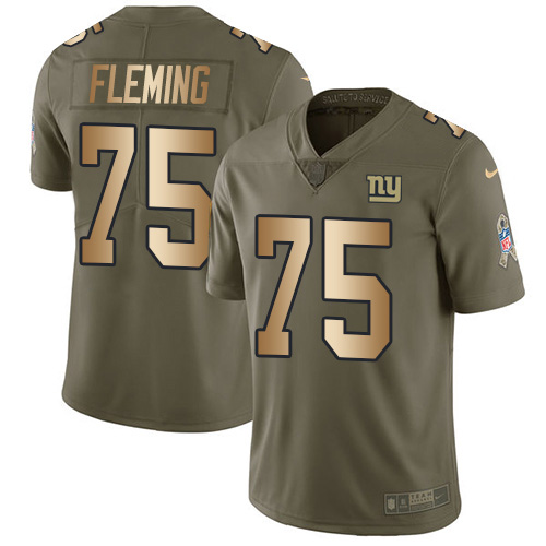 Nike New York Giants #75 Cameron Fleming Olive/Gold Men’s Stitched NFL Limited 2017 Salute To Service Jersey