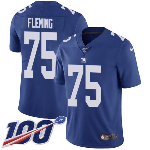 Nike New York Giants #75 Cameron Fleming Royal Blue Team Color Men’s Stitched NFL 100th Season Vapor Untouchable Limited Jersey