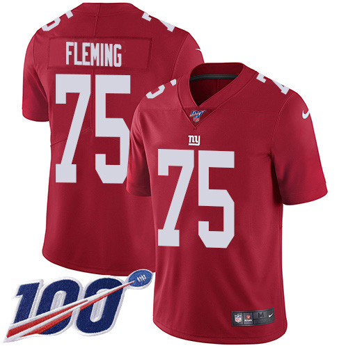 Nike New York Giants #75 Cameron Fleming Red Alternate Men’s Stitched NFL 100th Season Vapor Untouchable Limited Jersey
