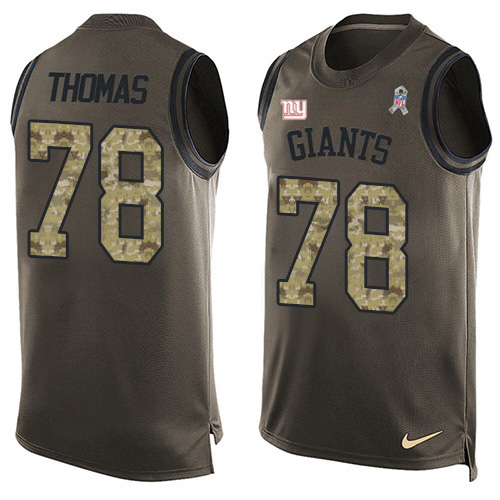 Nike New York Giants #78 Andrew Thomas Green Men’s Stitched NFL Limited Salute To Service Tank Top Jersey