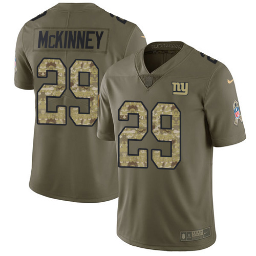 Nike New York Giants #29 Xavier McKinney Olive/Camo Men’s Stitched NFL Limited 2017 Salute To Service Jersey