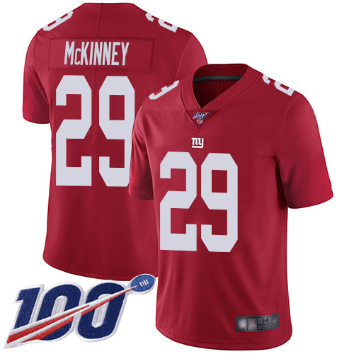 Nike New York Giants #29 Xavier McKinney Red Men’s Stitched NFL Limited Inverted Legend 100th Season Jersey