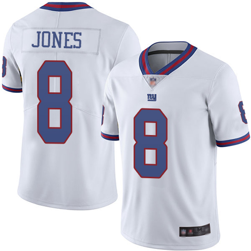 Nike New York Giants #8 Daniel Jones White Men’s Stitched NFL Limited Rush Jersey