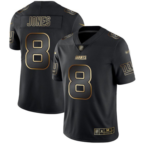 Nike New York Giants #8 Daniel Jones Black/Gold Men’s Stitched NFL Vapor Untouchable Limited Jersey