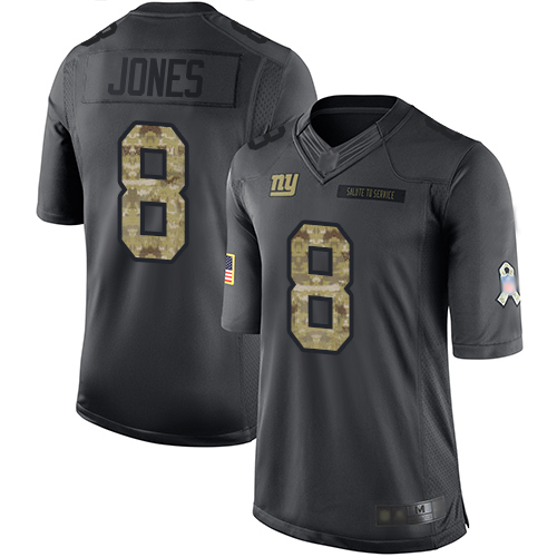 Nike New York Giants #8 Daniel Jones Black Men’s Stitched NFL Limited 2016 Salute To Service Jersey